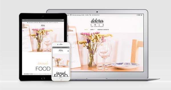 diseño web responsive del restaurante Dolores y Lola, diseño adaptable a los difrentes tamaños de pantalla y diseño personalizado con diseño grafico