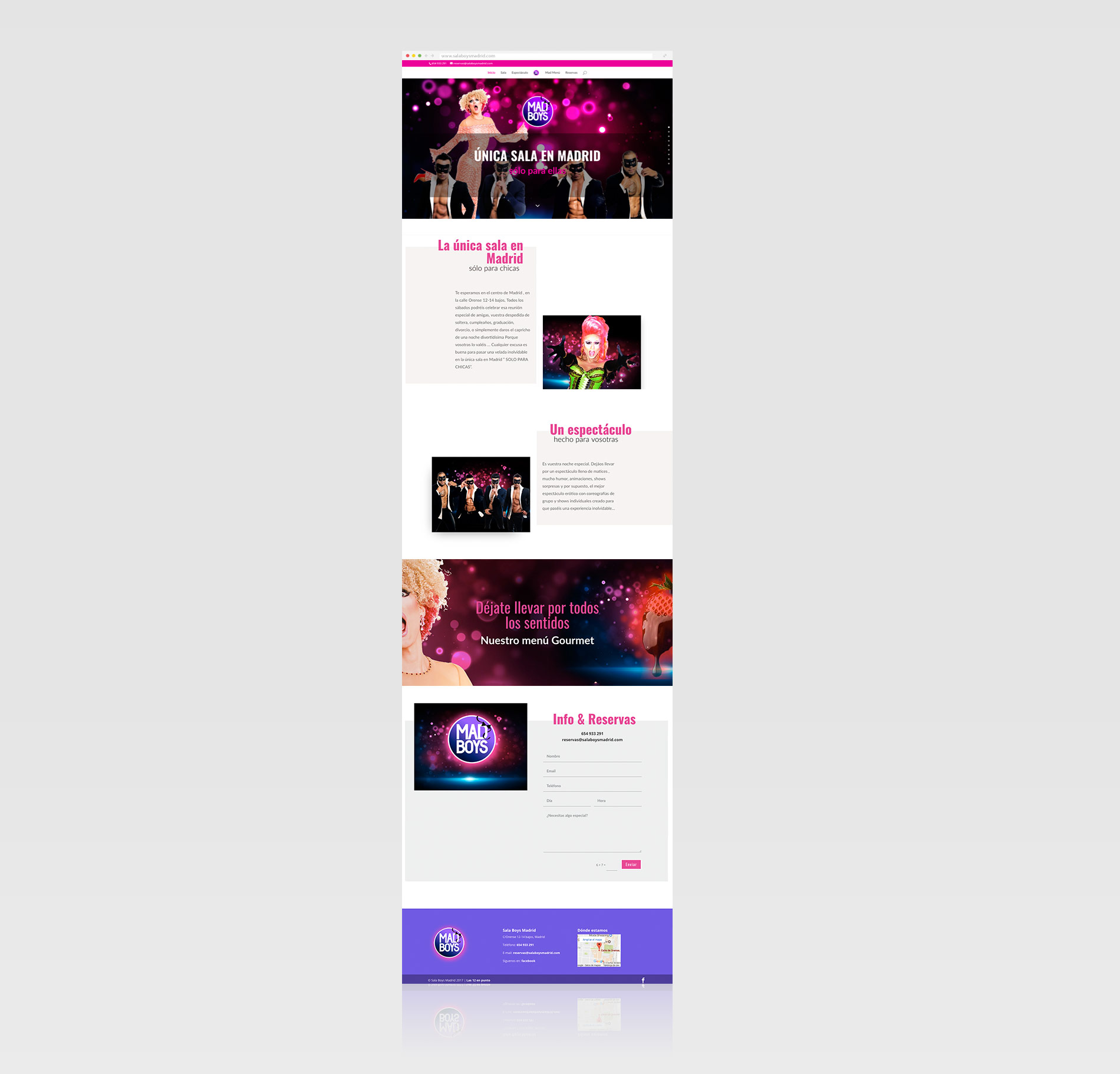 diseño web de sala de fiesta madrid
